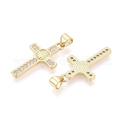 Religion Brass Micro Pave Clear Cubic Zirconia Pendants&nbsp;KK-T080-52G