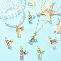 7Pcs 7 Colors Glass Wishing Bottle & Gemstone Chip & Synthetic Turquoise Starfish Pendant Decorations&nbsp;HJEW-FS00112