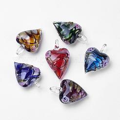 Handmade Gold Sand Heart Lampwork Pendants&nbsp;LAMP-R106-M3-B