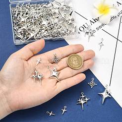 100Pcs 5 Styles Tibetan Style Alloy Hollow Pendants&nbsp;FIND-CJ0004-41
