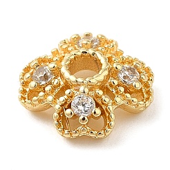 Rack Plating Brass Micro Pave Cubic Zirconia Bead Caps&nbsp;KK-M248-08G