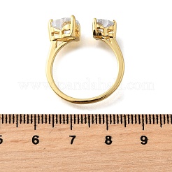 Brass Micro Pave Cubic Zirconia Cuff Rings for Women&nbsp;RJEW-F181-10G-01