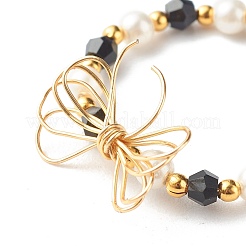 Imitate Austrian Crystal Bicone Glass Beaded Finger Rings&nbsp;RJEW-TA00003-05