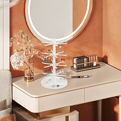 4 Tier Rotatable Plastic Earring Display Tree Stands&nbsp;ODIS-WH0038-41