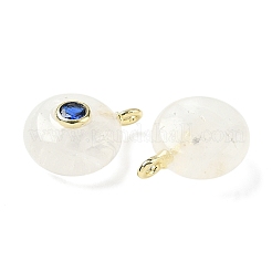 Natural Quartz Crystal Flat Round Pendants&nbsp;G-H318-01G-12