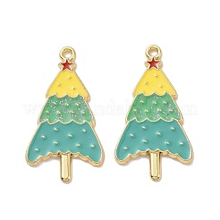 Christmas Theme Rack Plating Alloy Enamel Pendants&nbsp;PALLOY-O109-35LG