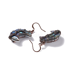 Natural Paua Shell Crescent Moon Dangle Earrings&nbsp;EJEW-G307-01R