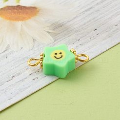 Handmade Polymer Clay Star Smiling Face Link&nbsp;PALLOY-JF00786