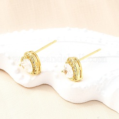 Clear Cubic Zirconia Heart Stud Earrings&nbsp;EJEW-K093-21G