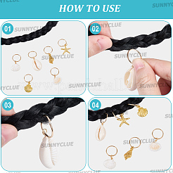 60Pcs 10 Style Alloy & Shell & Acrylic Pearl Dreadlocks Decorative&nbsp;OHAR-SC00001