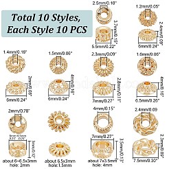 100Pcs 10 Style Rack Plating Alloy Bead&nbsp;FIND-BC0003-82