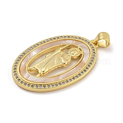 Rack Plating Brass Micro Pave Cubic Zirconia Pendants&nbsp;KK-I718-09G-C