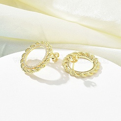 Brass Micro Pave Clear Cubic Zirconia Stud Earrings&nbsp;EJEW-C122-08G
