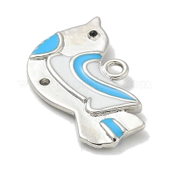 Platinum Brass Enamel Robin Bird Pendants&nbsp;KK-L224-060P