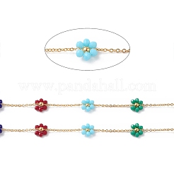 Flower Glass Beaded Chains&nbsp;CHS-P016-40G-01