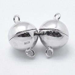 Anti-Tarnish Rhodium Plated 925 Sterling Silver Magnetic Clasps&nbsp;X-STER-F037-098P-8mm