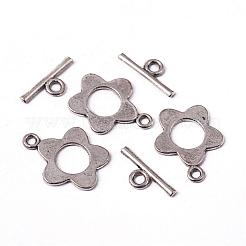 Flower Tibetan Style Alloy Toggle Clasps&nbsp;A0977Y-NF