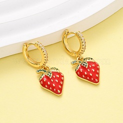 Brass Micro Pave Cubic Zirconia Hoop Earrings&nbsp;EJEW-D322-10G