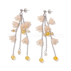 Acrylic Flower Tassel Stud Earrings&nbsp;EJEW-TA00648-03