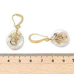 Flat Round Natural Nucleate Keshi Pearl Dangle Earrings&nbsp;EJEW-JE07154