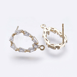 Brass Stud Earring Findings&nbsp;KK-I617-31G-NR