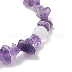 Natural Amethyst & Quartz Crystal & Malaysia Jade Beaded Stretch Bracelets for Women&nbsp;BJEW-JB12305-03