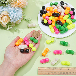 60Pcs 6 Colors ABS Plastic & Carbon Steel Fishing Double Rattles Bells Beads&nbsp;FIND-HY0005-15