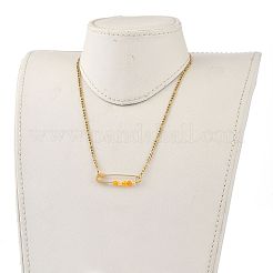 201 Stainless Steel Safety Pins Pendant Necklaces&nbsp;NJEW-JN03002-04