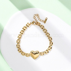 Heart 304 Stainless Steel Panther Chain Bracelets for Women&nbsp;BJEW-R027-02G