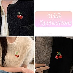 6Pcs 6 Styles 3D Resin Cherry Brooch Pin with Rhinestone&nbsp;JEWB-CJ0001-32
