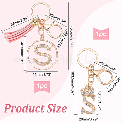 2Pcs 2 Style Flash Rhinestone Letter.S Pendant Keychain&nbsp;KEYC-DC0001-04