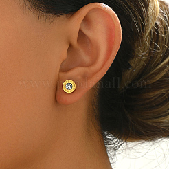 Elegant Roman Style 304 Stainless Steel Flat Round Stud Earrings&nbsp;BO7793-1