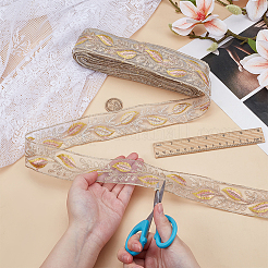 Polyester Feather Pattern Ribbon&nbsp;OCOR-WH0101-151B