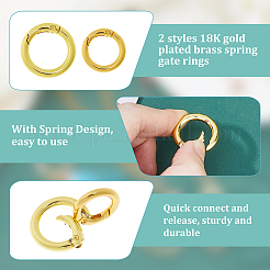 8Pcs 2 Styles Rack Plating Brass Spring Gate Rings&nbsp;KK-HS0001-69