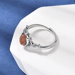 Natural Gemstone Finger Rings&nbsp;RJEW-A084-03P