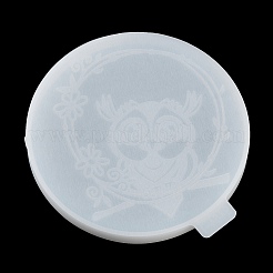 Flat Round with Owl & Flower DIY Cup Mat Silicone Molds&nbsp;LS-SIL-F007-06A
