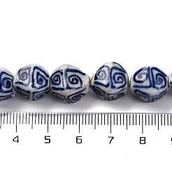 Handmade Blue and White Porcelain Beads Strands&nbsp;PORC-I027-07
