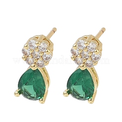 Brass Micro Pave Cubic Zirconia Stud Earrings for Women&nbsp;EJEW-A167-05G