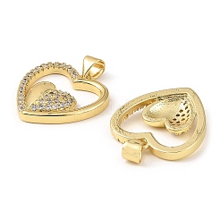 Rack Plating Brass Micro Pave Clear Cubic Zirconia Pendants&nbsp;KK-M253-05G