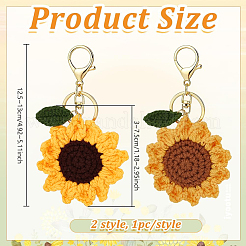 2Pcs 2 Styles Handmade Fibre Woven Sunflower Keychains&nbsp;KEYC-PH01614