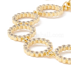 Clear Cubic Zirconia Open Ring Link Chains Bracelet&nbsp;BJEW-I301-08G