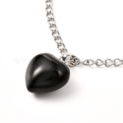 Heart Natural & Synthetic Mixed Gemstone Pendant Necklaces&nbsp;NJEW-JN03647