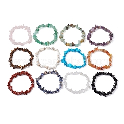12Pcs 12 Styles Constellations Mixed Gemstone Chip Beaded Stretch Bracelets Sets&nbsp;BJEW-JB10931