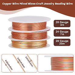 3Rolls 3 Styles Copper Jewelry Wire&nbsp;CWIR-BBC0001-05