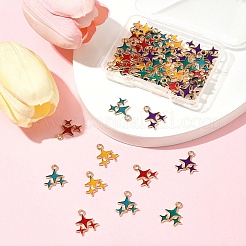 50Pcs 5 Colors Alloy Enamel Pendants&nbsp;ENAM-FS0002-30