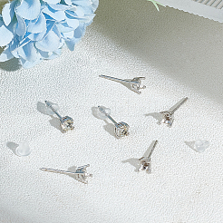 3 Pairs Rhodium Plated 925 Sterling Silver Studs Earrings Finding&nbsp;STER-BBC0005-67A