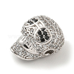 Brass Micro Pave Black Cubic Zirconia Beads&nbsp;ZIRC-P119-22P