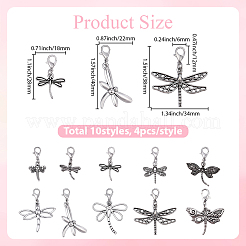 40Pcs 10 Styles Alloy Dragonfly Pendant Decorations&nbsp;HJEW-BM00039