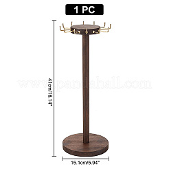 Round Wood Jewelry Necklace Display Organizer Hanging Tower Rack&nbsp;NDIS-WH0017-05