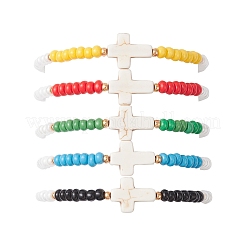 5Pcs 5 Colors Glass Seed Beads & Synthetic Turquoise Beaded Stretch Bracelets for Men Women&nbsp;BJEW-MZ00224